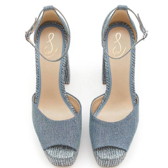 NEW Sam Edelman KORI Platform Sandal in BLUE DENIM Size 8.5 - Picture 3 of 5